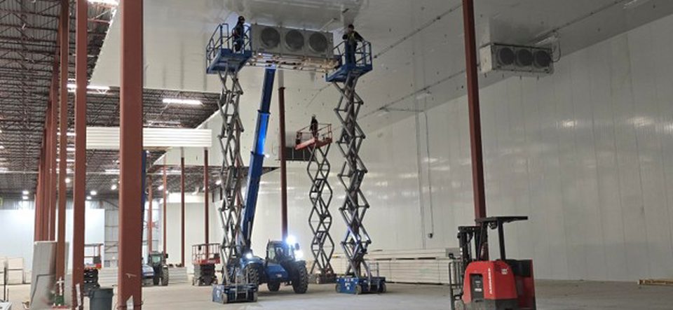 Installation of freezer evaporators.